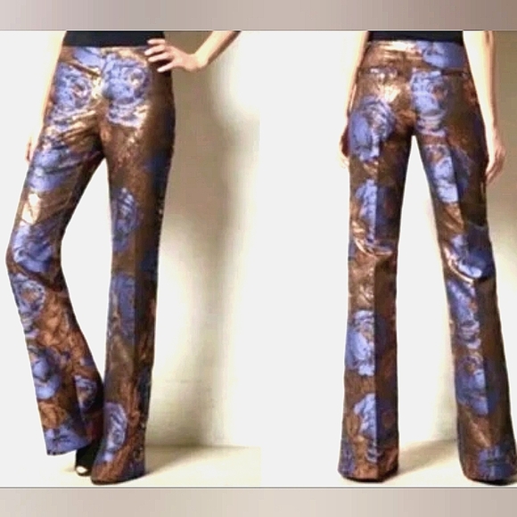 Anthropologie Leifsdottir Metallic Boot Cut Pants – Size 2 Reg/Avg - Picture 1 of 5